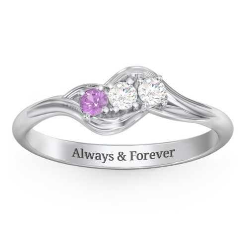 Three Stone Wave Ring