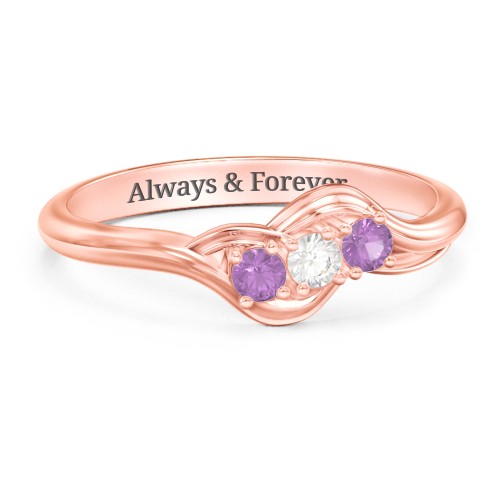 Three Stone Wave Ring