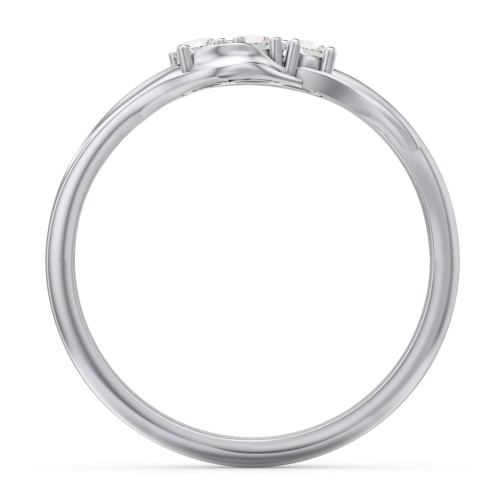 Three Stone Wave Ring – Sterling Silver with Cubic Zirconia