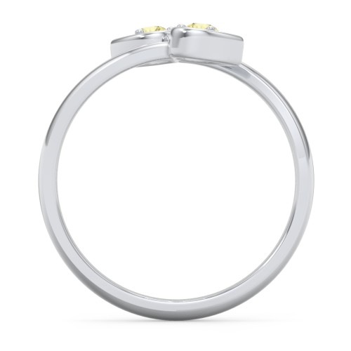 Double Heart Bypass Ring – Sterling Silver with Citrine