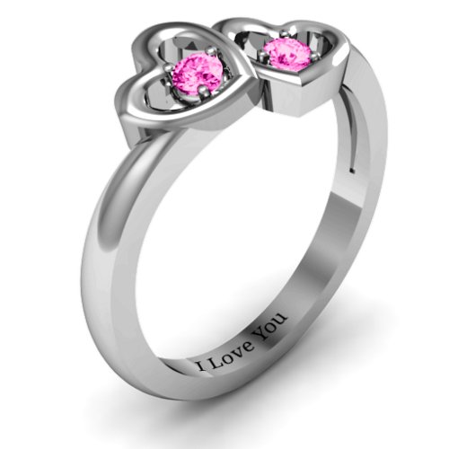 Twin Hearts Ring – Sterling Silver with Pink Tourmaline