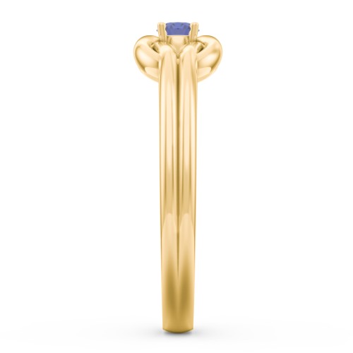 Birthstone Love Knot Ring – 18K Gold Plated Silver with Blue Sapphire