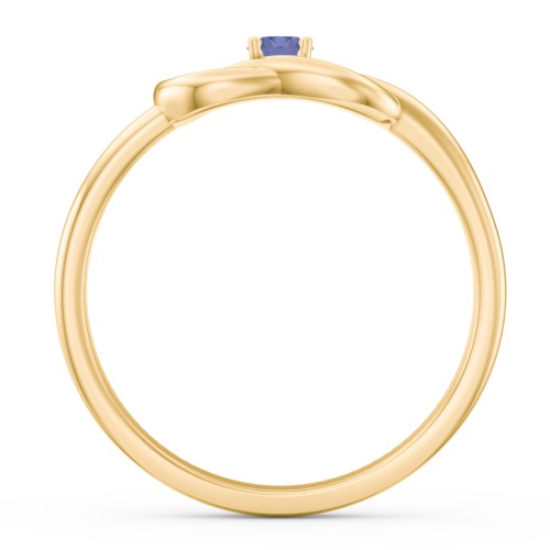 Birthstone Love Knot Ring – 18K Gold Plated Silver with Blue Sapphire