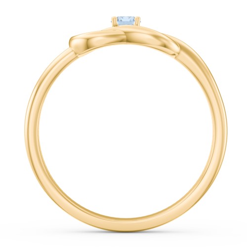 Birthstone Love Knot Ring – 18K Gold Plated Silver with Blue Topaz