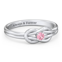 Birthstone Love Knot Ring in 925 Sterling Silver with Pink Tourmaline