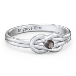 Birthstone Love Knot Ring in 925 Sterling Silver with Smokey Quartz