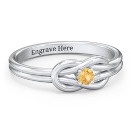Birthstone Love Knot Ring in 925 Sterling Silver with Citrine