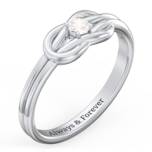 Birthstone Love Knot Ring – Sterling Silver with Cubic Zirconia