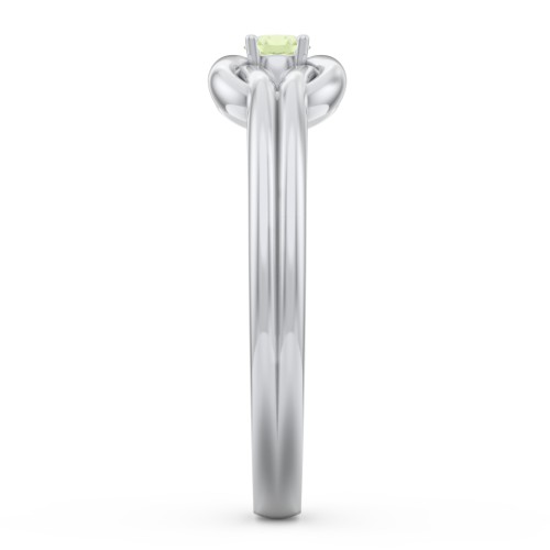 Birthstone Love Knot Ring – Sterling Silver with Peridot