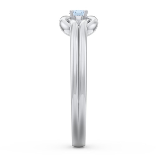 Birthstone Love Knot Ring – Sterling Silver with Blue Topaz