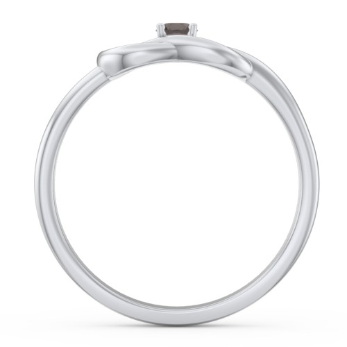 Birthstone Love Knot Ring – Sterling Silver with Smokey Quartz