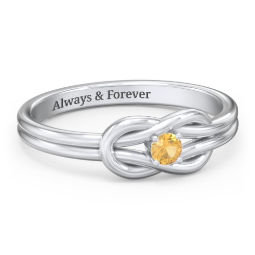 Birthstone Love Knot Ring – Sterling Silver with Citrine