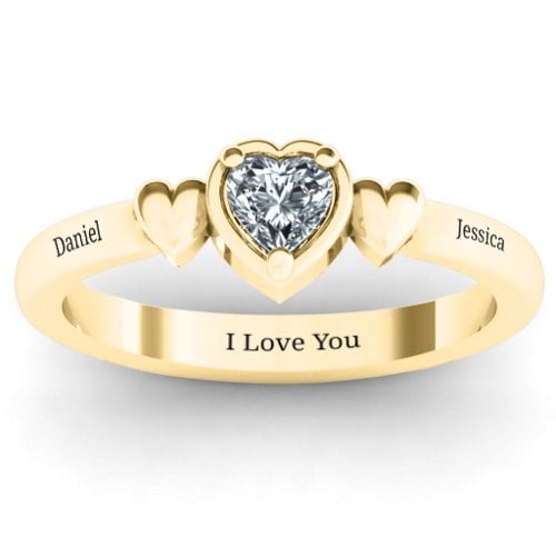 Triple Heart Ring – 9kt Yellow Gold with Cubic Zirconia