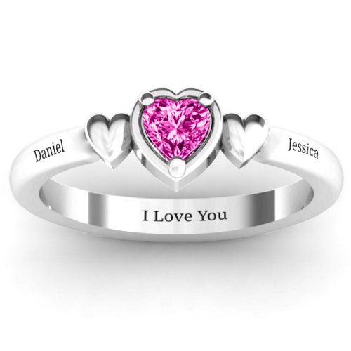 Triple Heart Ring – Sterling Silver with Pink Tourmaline