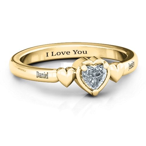 Triple Heart Ring – 9kt Yellow Gold with Cubic Zirconia