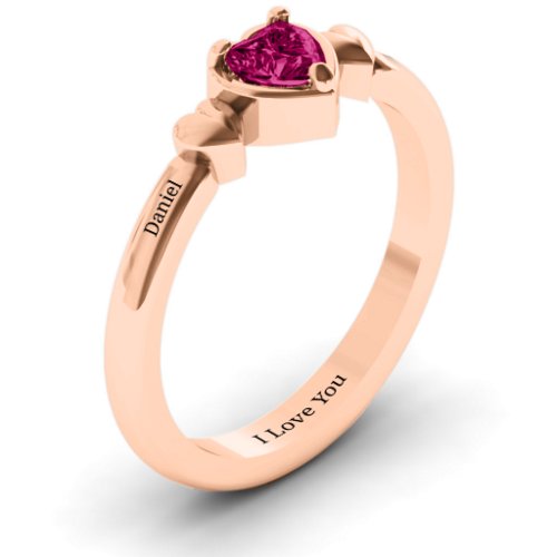 Triple Heart Ring – 9kt Rose Gold with Ruby