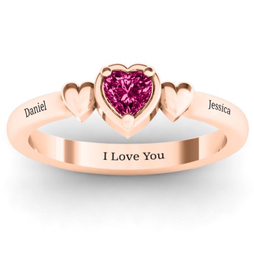 Triple Heart Ring – 9kt Rose Gold with Ruby