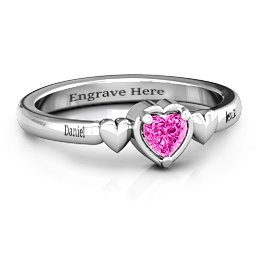Triple Heart Ring in 925 Sterling Silver with Pink Tourmaline