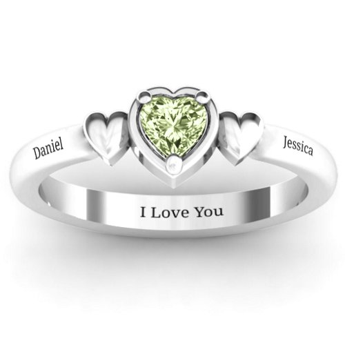 Triple Heart Ring – Sterling Silver with Peridot