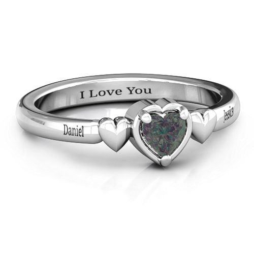Triple Heart Ring – Sterling Silver with Alexandrite