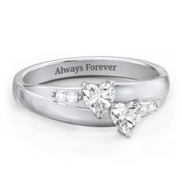 Double Heart Gemstone Ring with Accents
