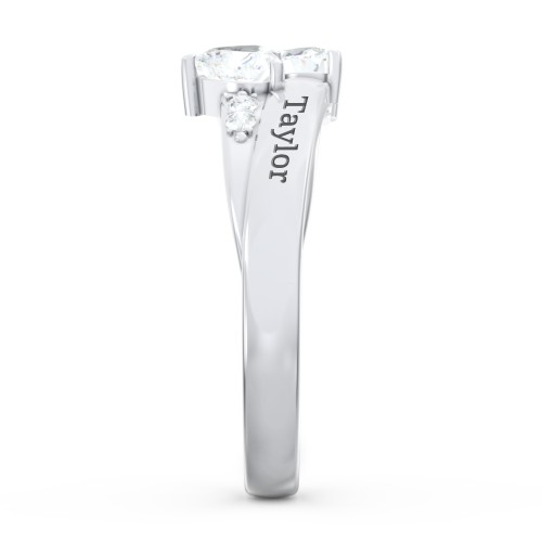 Double Heart Gemstone Ring with Accents