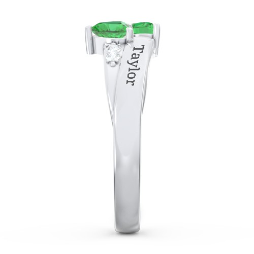 Double Heart Gemstone Ring with Accents