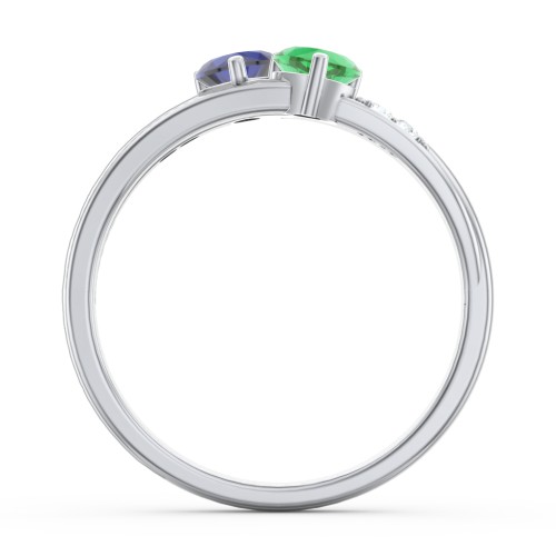 Double Heart Gemstone Ring with Accents