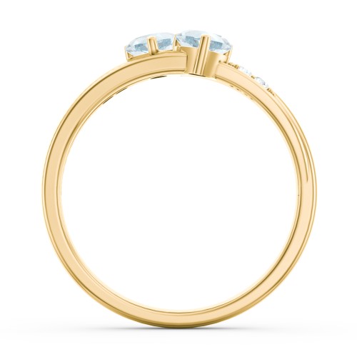 Double Heart Gemstone Ring with Accents