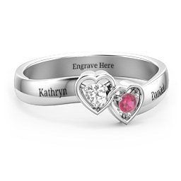 Double Interlocked Hearts Ring