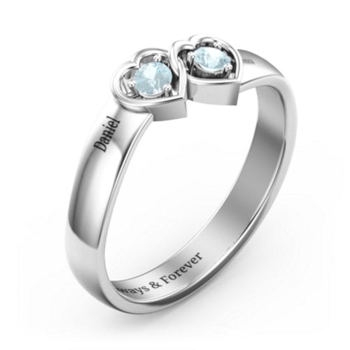 Double Interlocked Hearts Ring