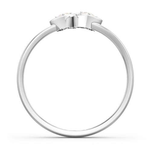 Double Interlocked Hearts Ring – Sterling Silver with Opal