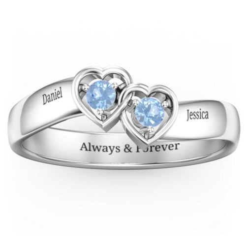 Double Interlocked Hearts Ring