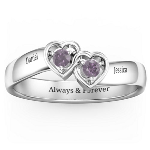Double Interlocked Hearts Ring