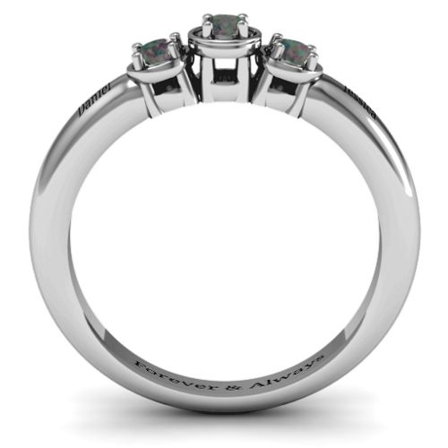 Triple Round Stone Ring – Sterling Silver with Alexandrite