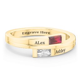 Double Baguette Bypass Ring