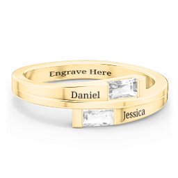 Double Baguette Bypass Ring