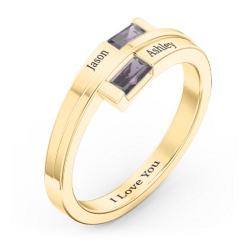 Double Baguette Bypass Ring