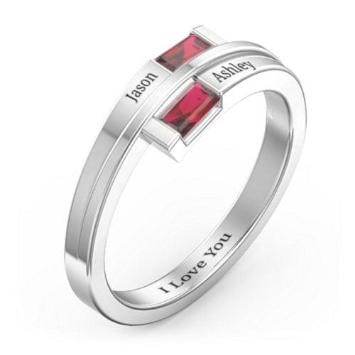 Double Baguette Bypass Ring