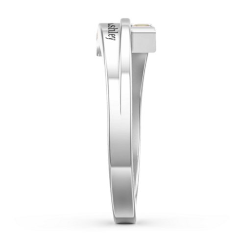 Double Baguette Bypass Ring – Sterling Silver with Citrine