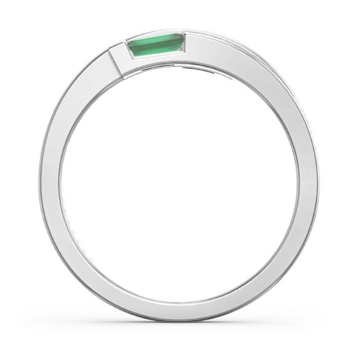 Double Baguette Bypass Ring – Sterling Silver with Emerald