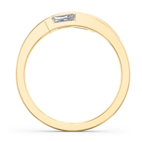 Double Baguette Bypass Ring – 9kt Yellow Gold with Garnet and Cubic Zirconia