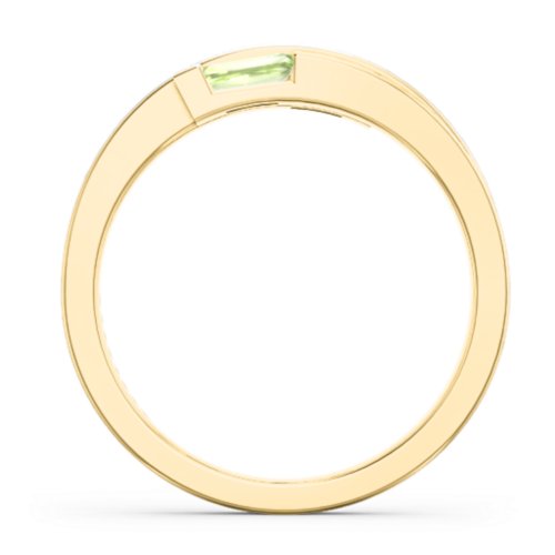 Double Baguette Bypass Ring – 9kt Yellow Gold with Peridot