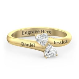 Inverted Twin Heart Ring