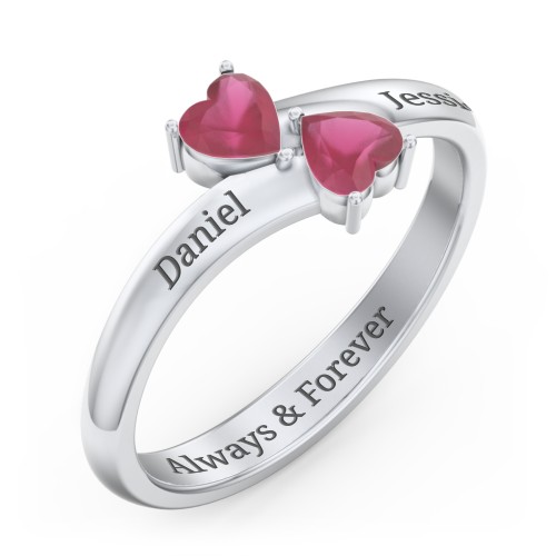 Inverted Twin Heart Ring