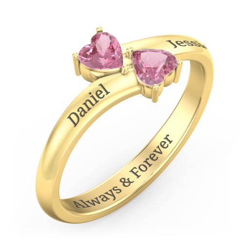 Inverted Twin Heart Ring