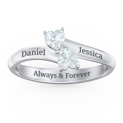 Inverted Twin Heart Ring