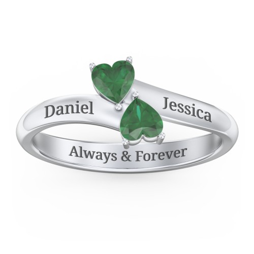 Inverted Twin Heart Ring