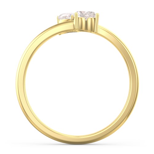 Inverted Twin Heart Ring – 18K Gold Plated Silver with Cubic Zirconia