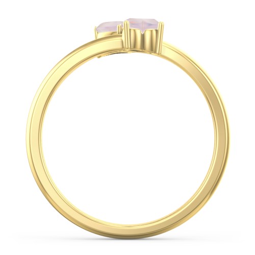 Inverted Twin Heart Ring – 18K Gold Plated Silver with Opal